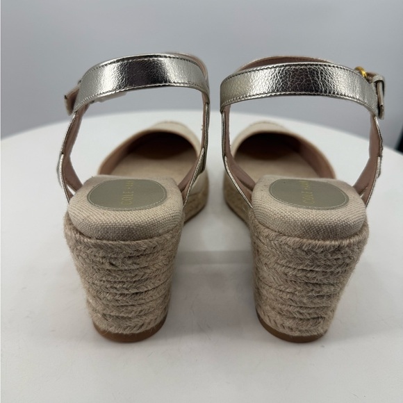 Cole Haan Cloudfeel Espadrille Wedge Heels Natural Linen Gold Size 10 EUR 40.5